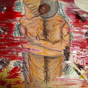 Vendita online opera dal titolo “L'abbraccio sotto la pioggia” realizzata dall'artista contemporanea Lucia Dragani
